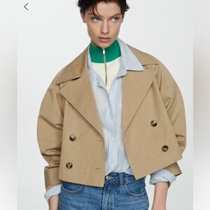 Mango Tan Cropped Trench Coat